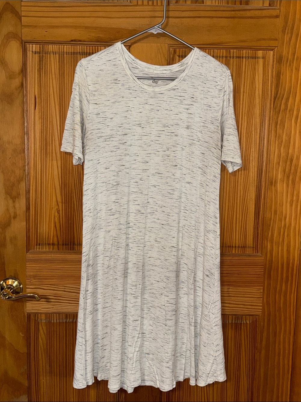 dip Heathered Cream Short-Sleeve Mini Swing Dress